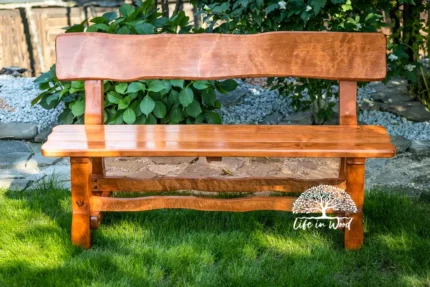 Ławka ogrodowa w kolorze tik z drewna olchowego